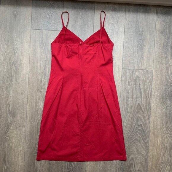 Y2k 2000s H&M Hennes Women's Mini Dress Sleeveless Straight Fit 90s Red Size 8 - Picture 8 of 15